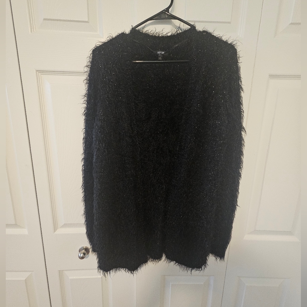 Cozy Black Fuzzy Sweater - MEDIUM